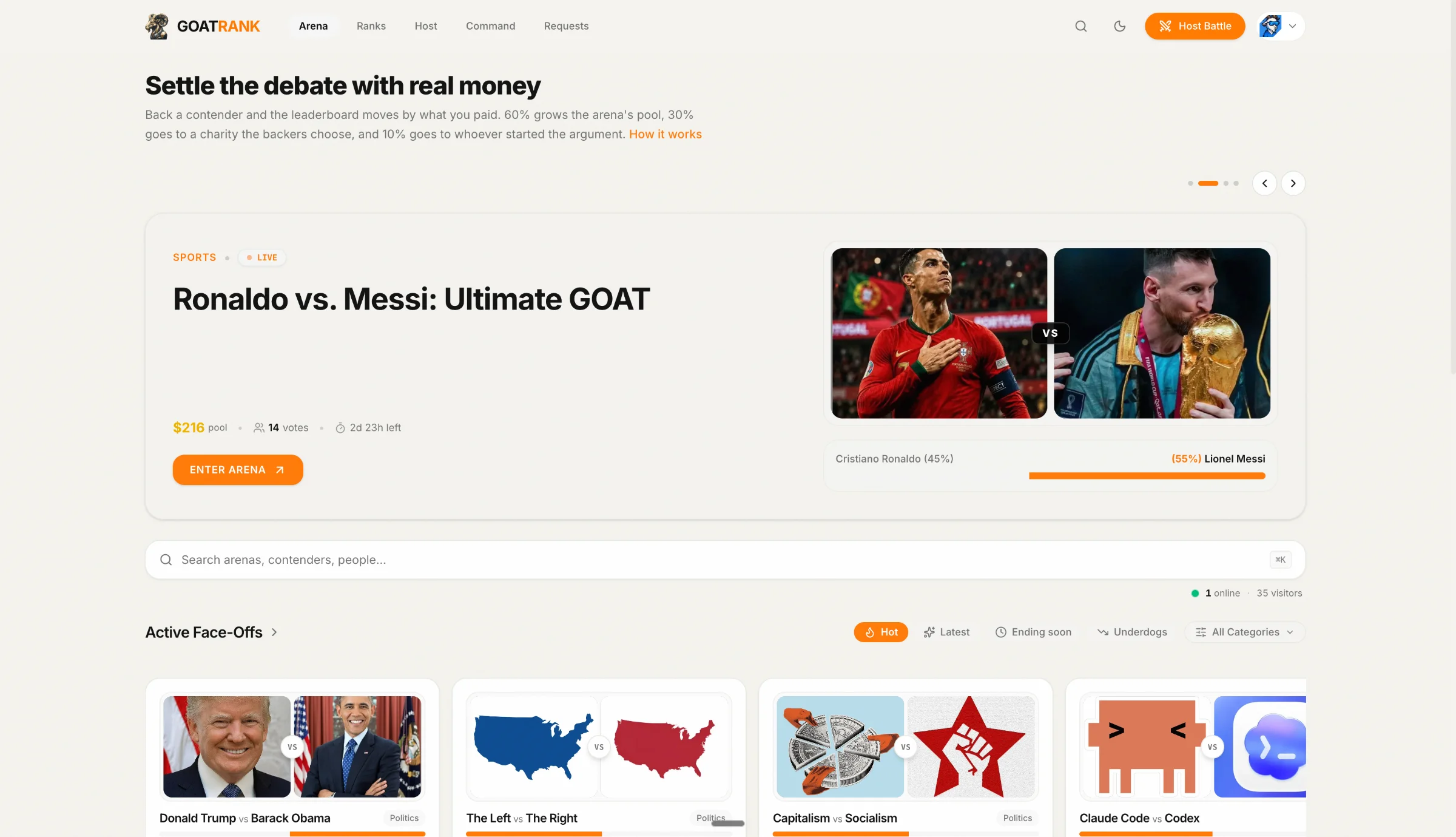 Goat rank — GoatRank is a social platform built to settle the internet’s biggest debates.