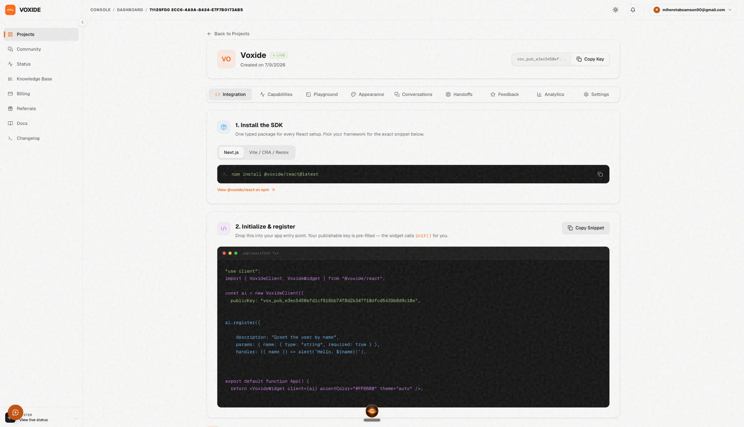 Voxide assistant detail page 